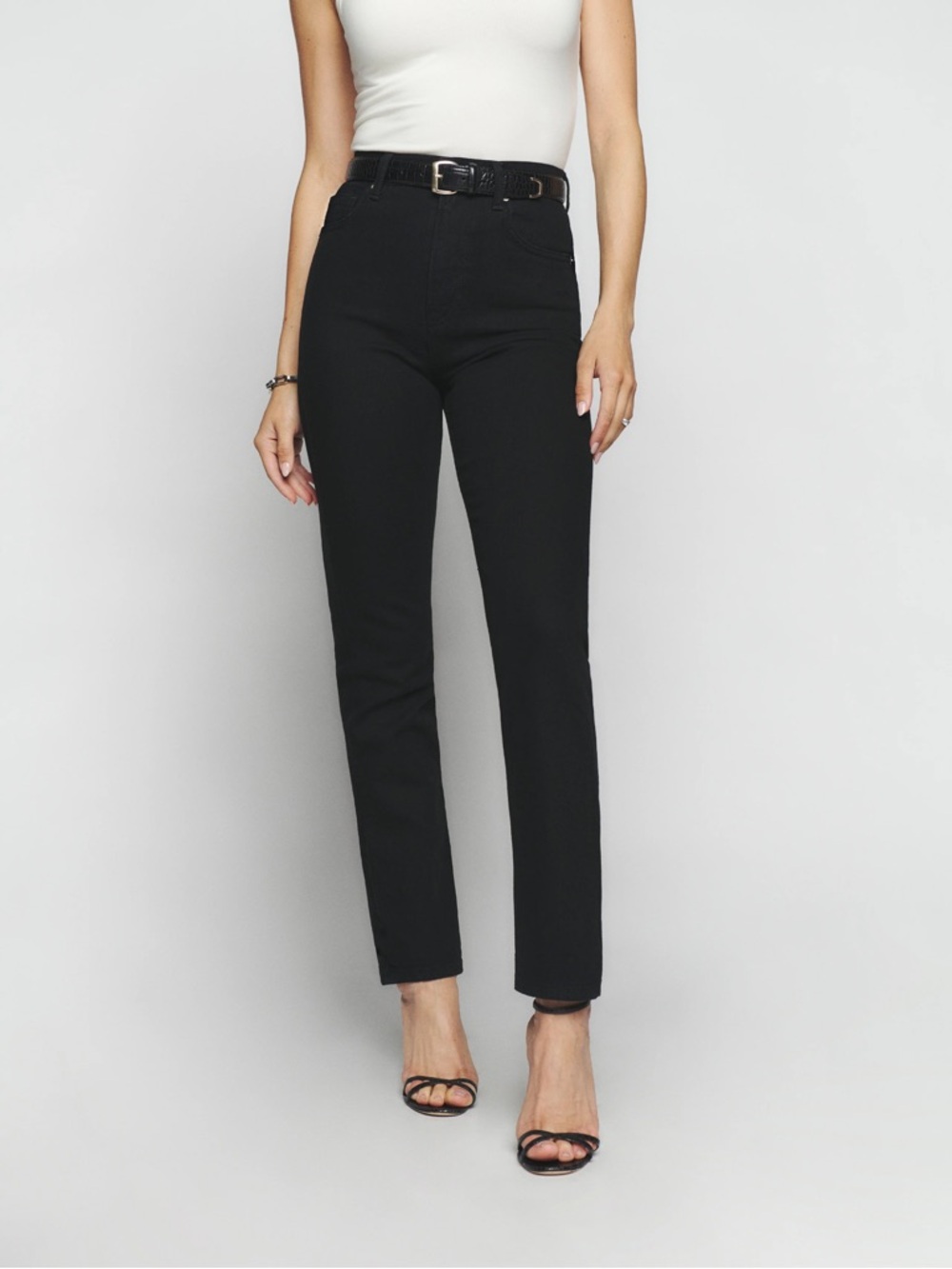 Reformation Liza High-Rise Black Straight Jeans